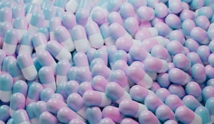 a large pile of pastel colored pills