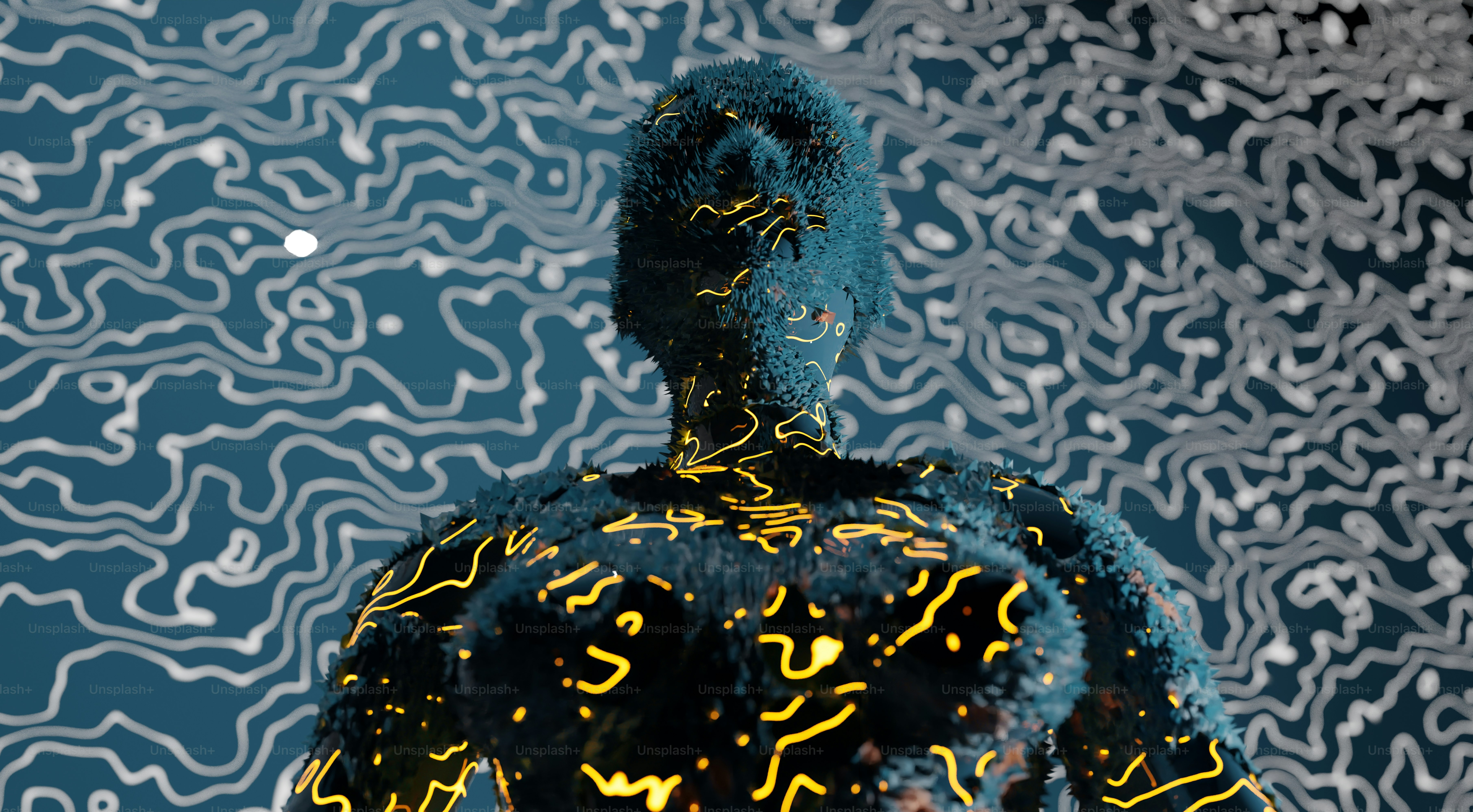 A man's body is shown in front of a blue background photo – Render ...