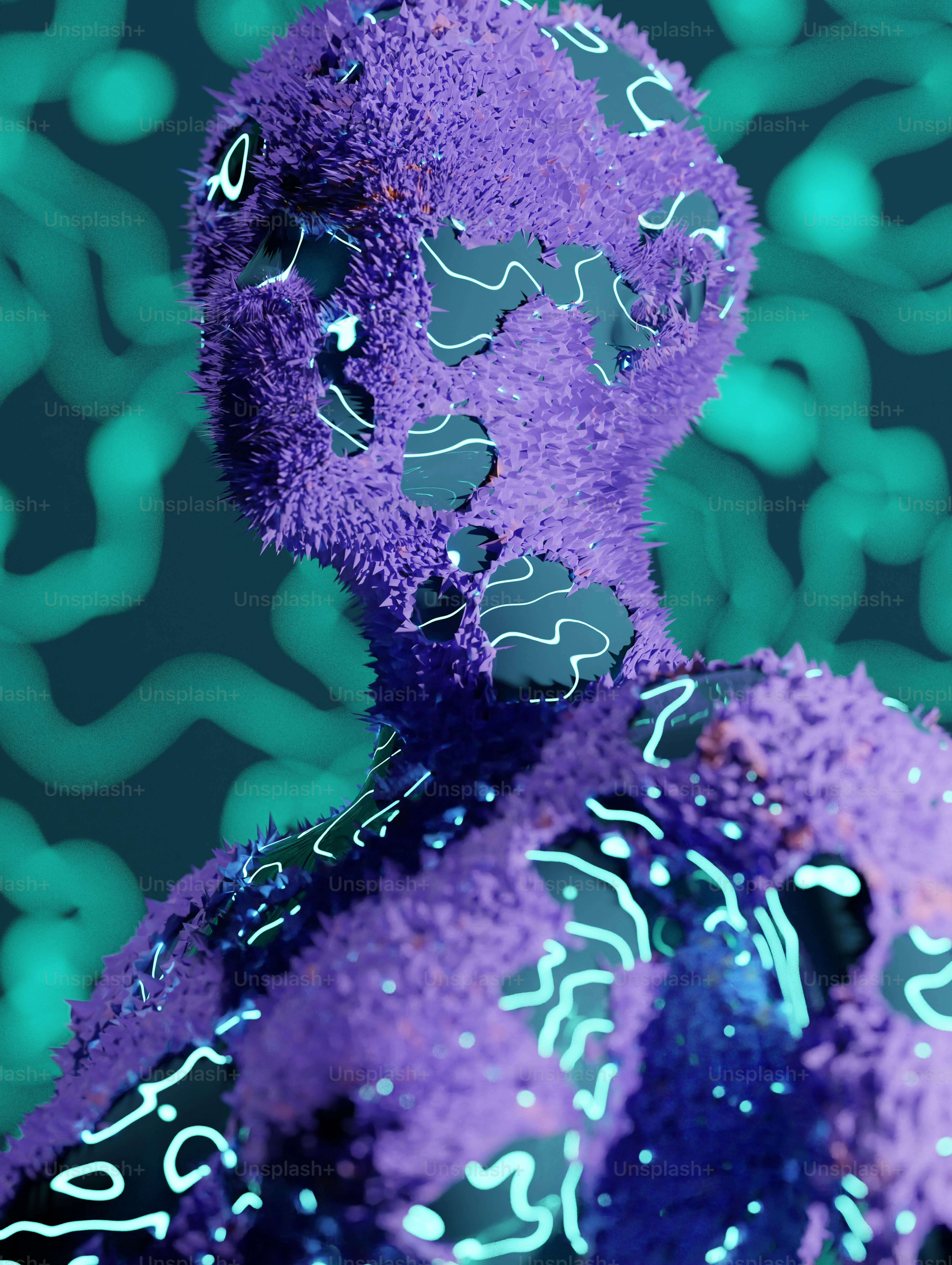 Eine Nahaufnahme eines lila Stofftieres