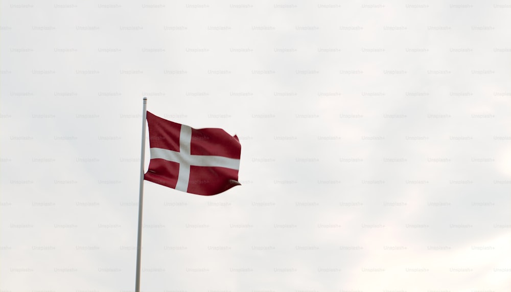 a flag flying in the wind on a cloudy day