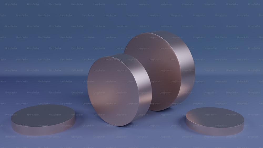 a group of metal discs sitting on top of a table