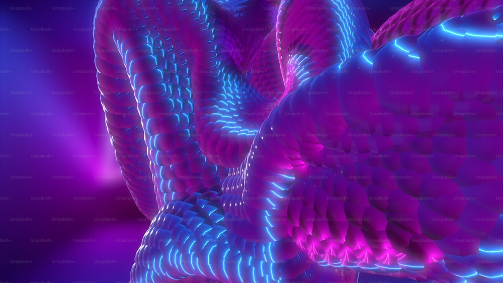 a computer generated image of a blue and pink snake