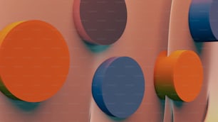 um grupo de círculos coloridos diferentes em uma parede