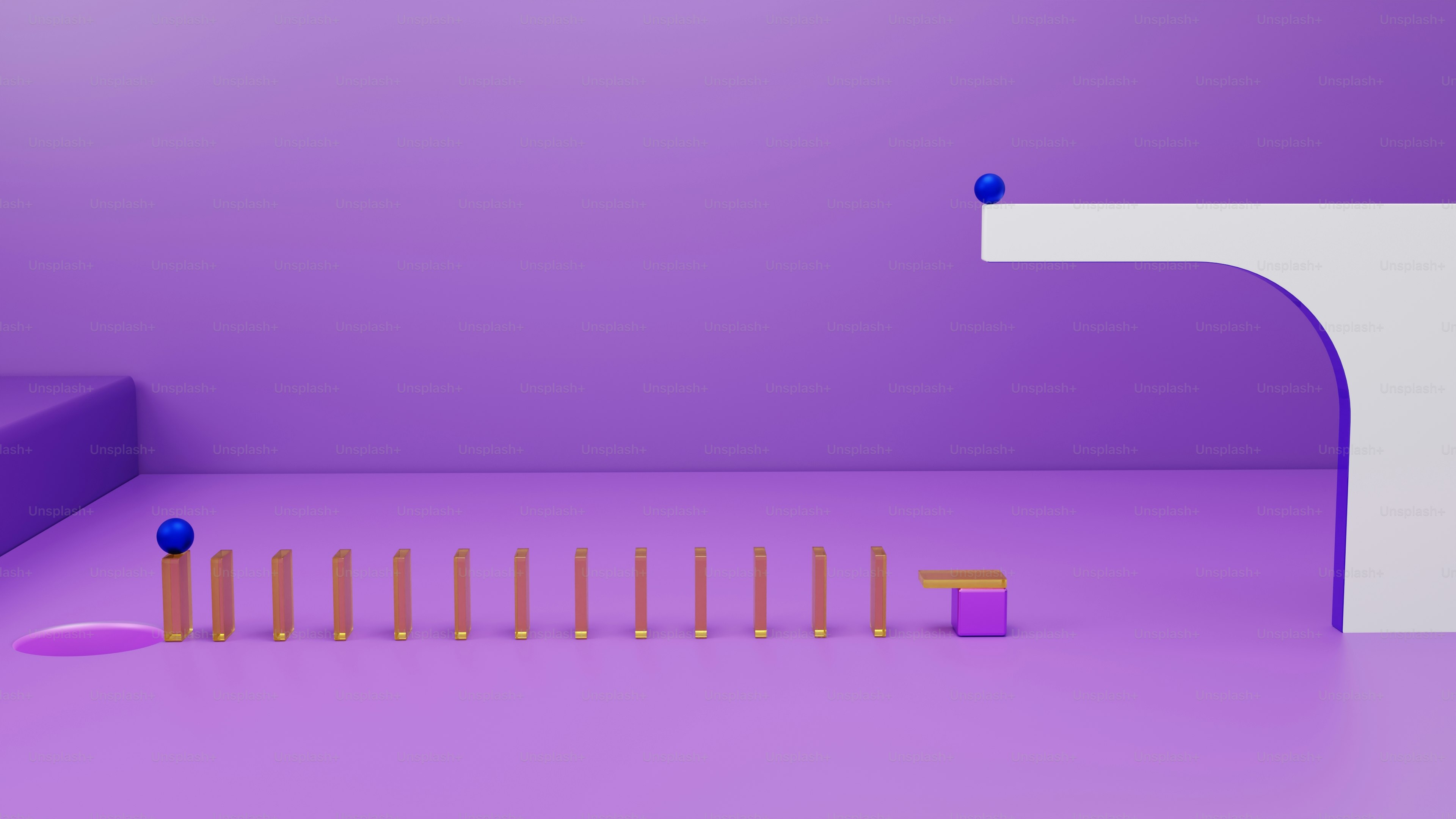 a purple room with a purple wall and a purple floor