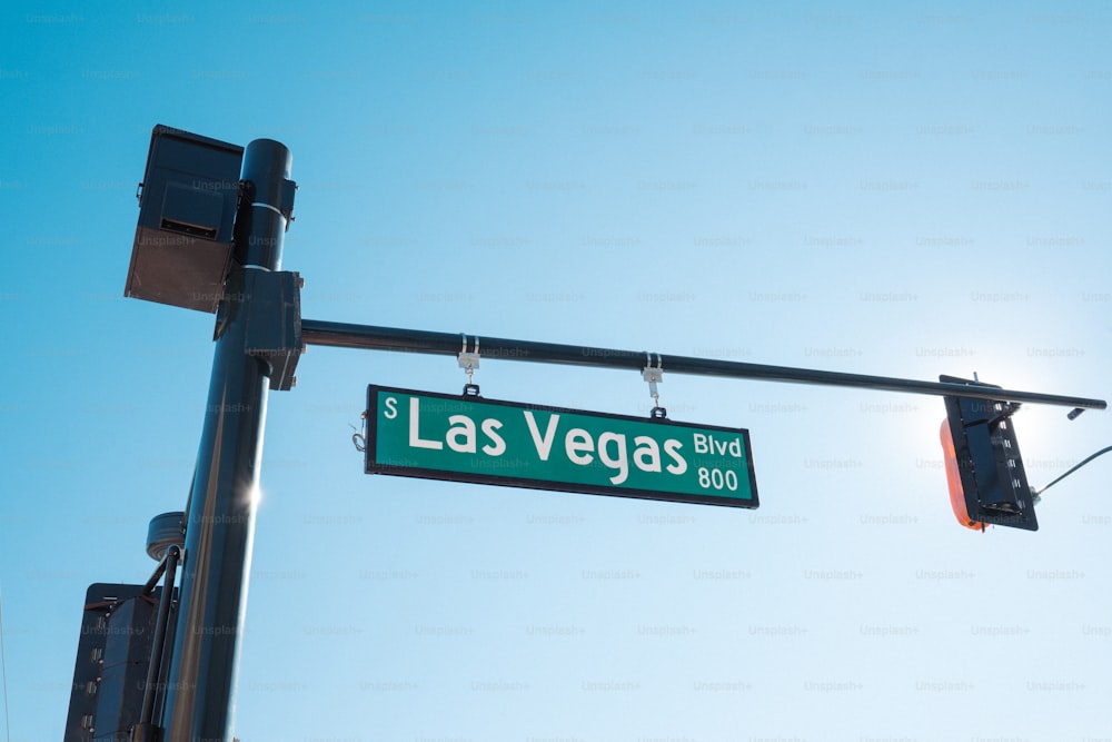 ラスベガス大通りと書かれた道路標識
