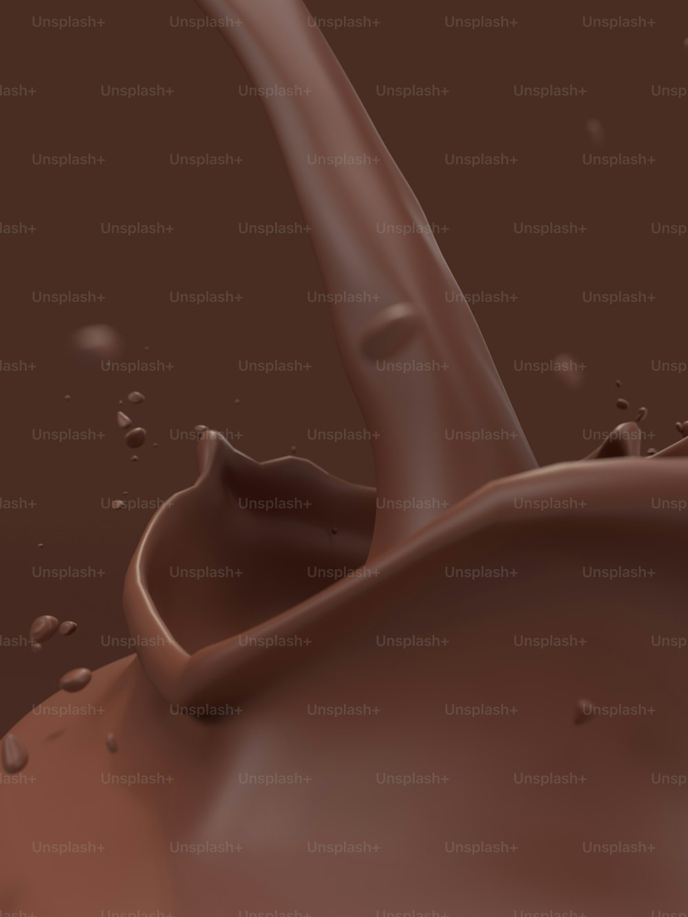 un liquido di cioccolato che schizza nel terreno
