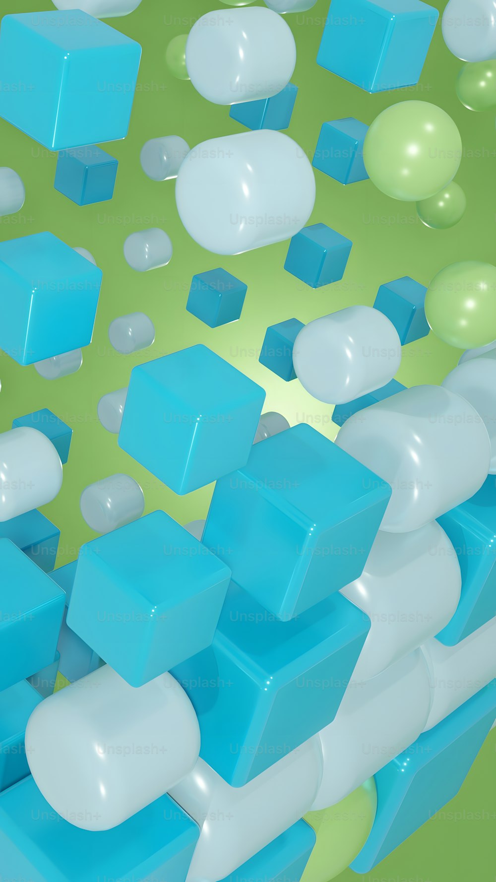 une image générée par ordinateur de cubes bleus et blancs