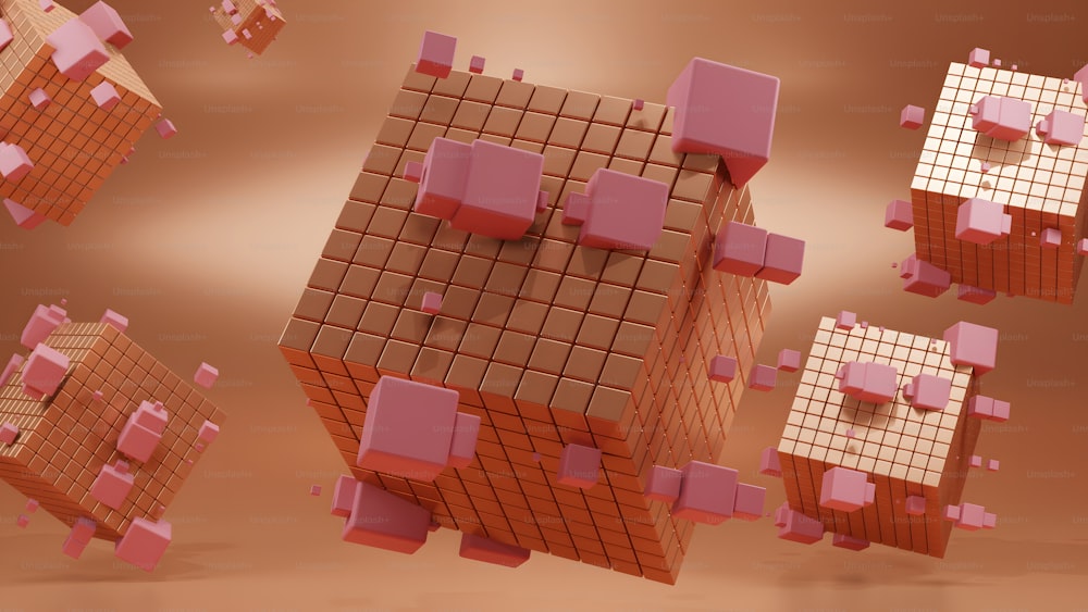 un groupe de cubes flottant dans les airs