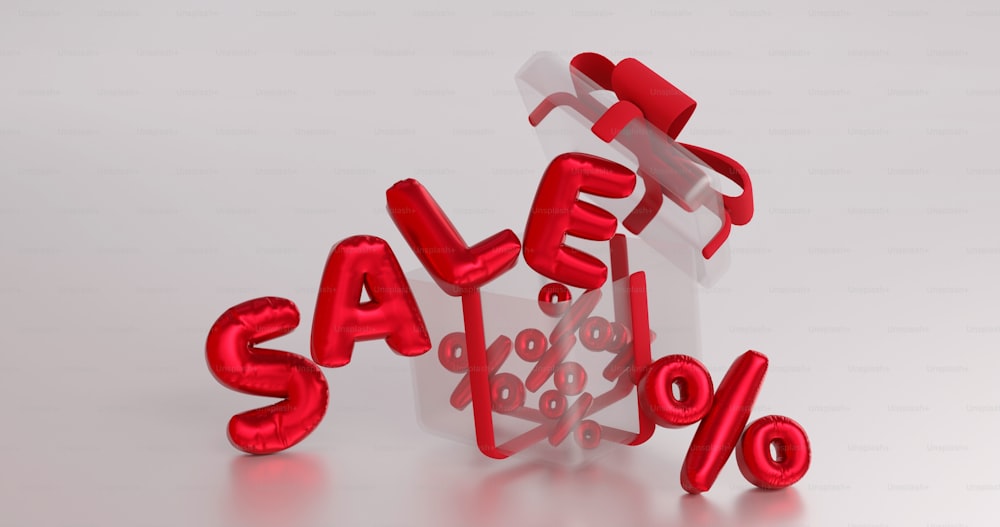 a red sale sign with the word sale spelled out of it