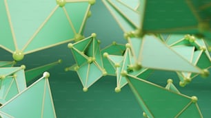 a group of green geometric shapes on a green background