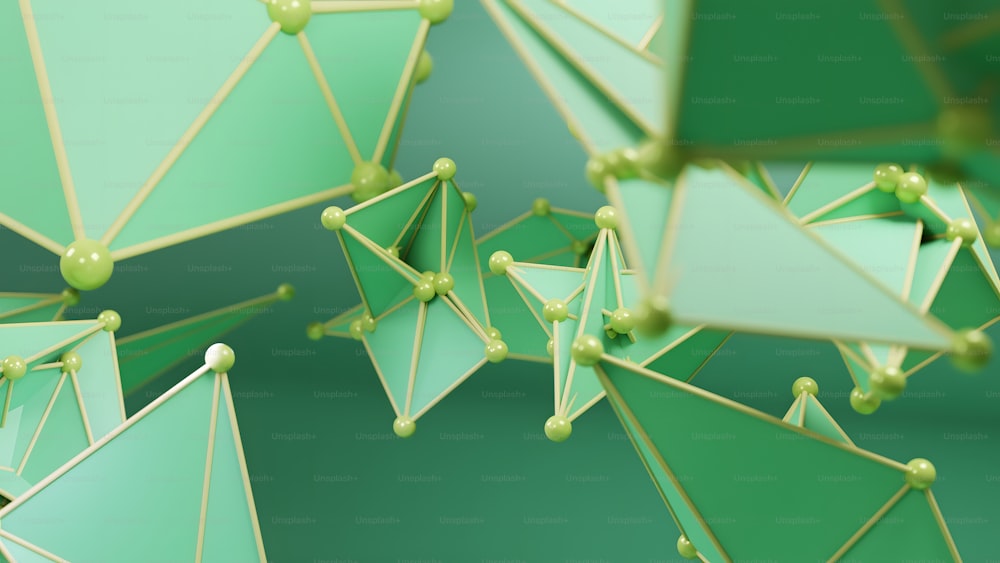 Eine Gruppe grüner geometrischer Formen auf grünem Hintergrund