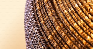 a close up view of a basket made of woven material