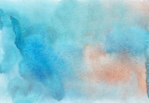 Una pintura de colores azul y naranja sobre un fondo blanco