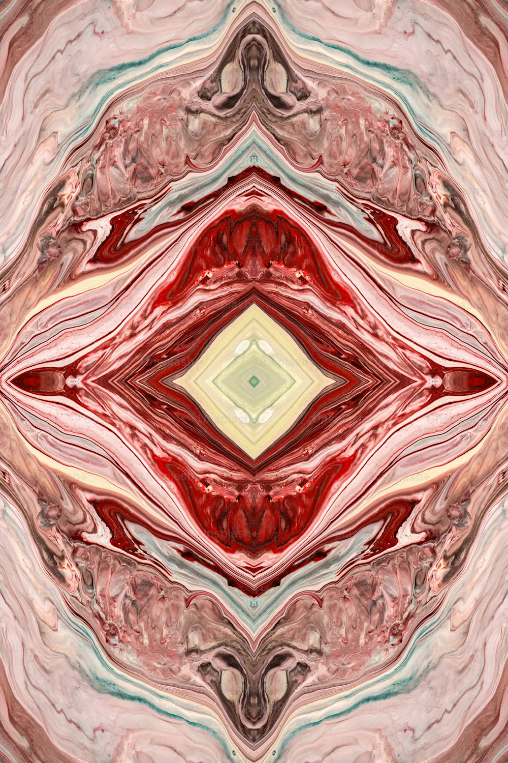 Une image abstraite d’un objet rouge et blanc