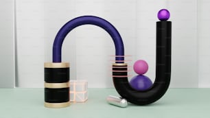 a purple and black object next to a purple and black object