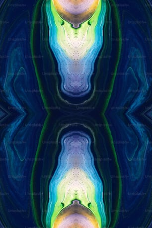 an abstract image of a blue, yellow, and green pattern
