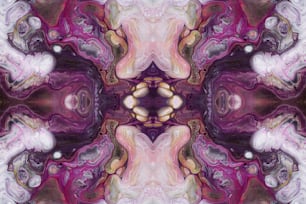 Una pintura abstracta con un diseño púrpura y blanco
