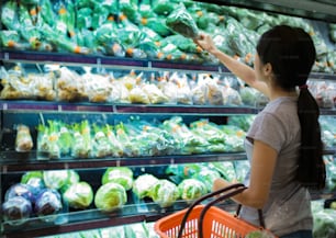 Asian women were shopping in supermarkets