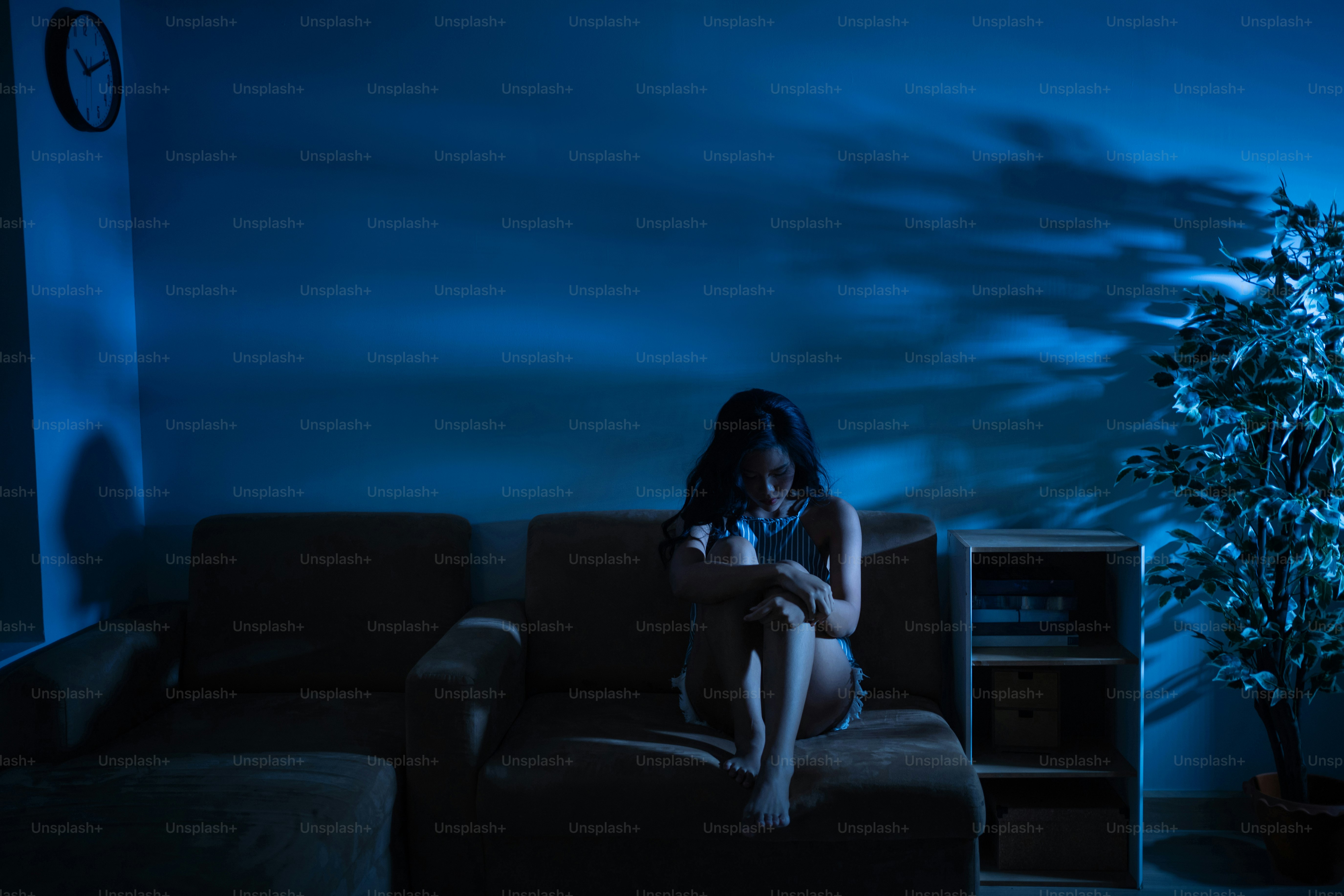 Asian woman with depression She is stressed And stay in the house