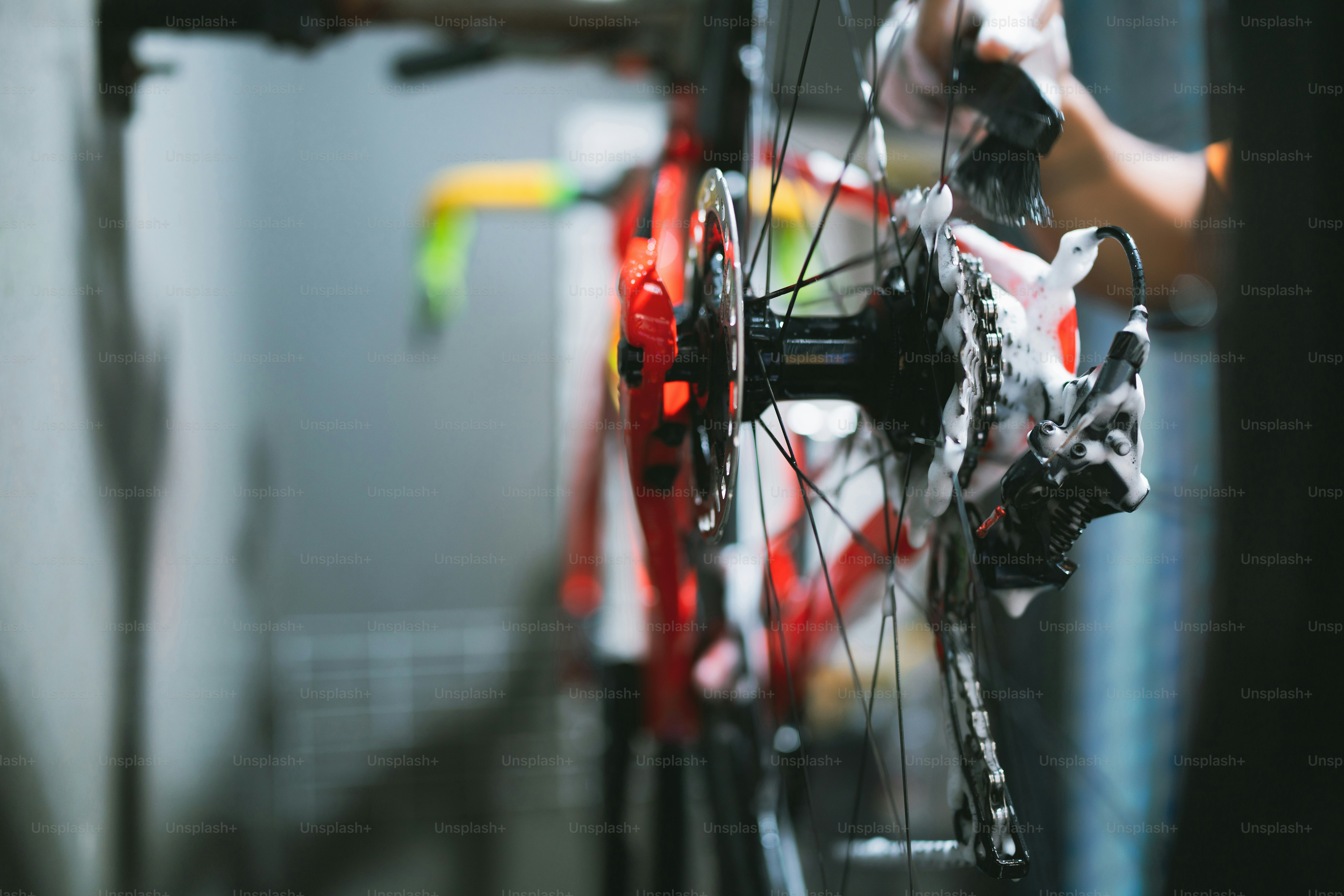 professional bike mechanic cleaning He is in the shop