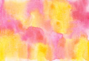a watercolor painting of yellow, pink, and purple