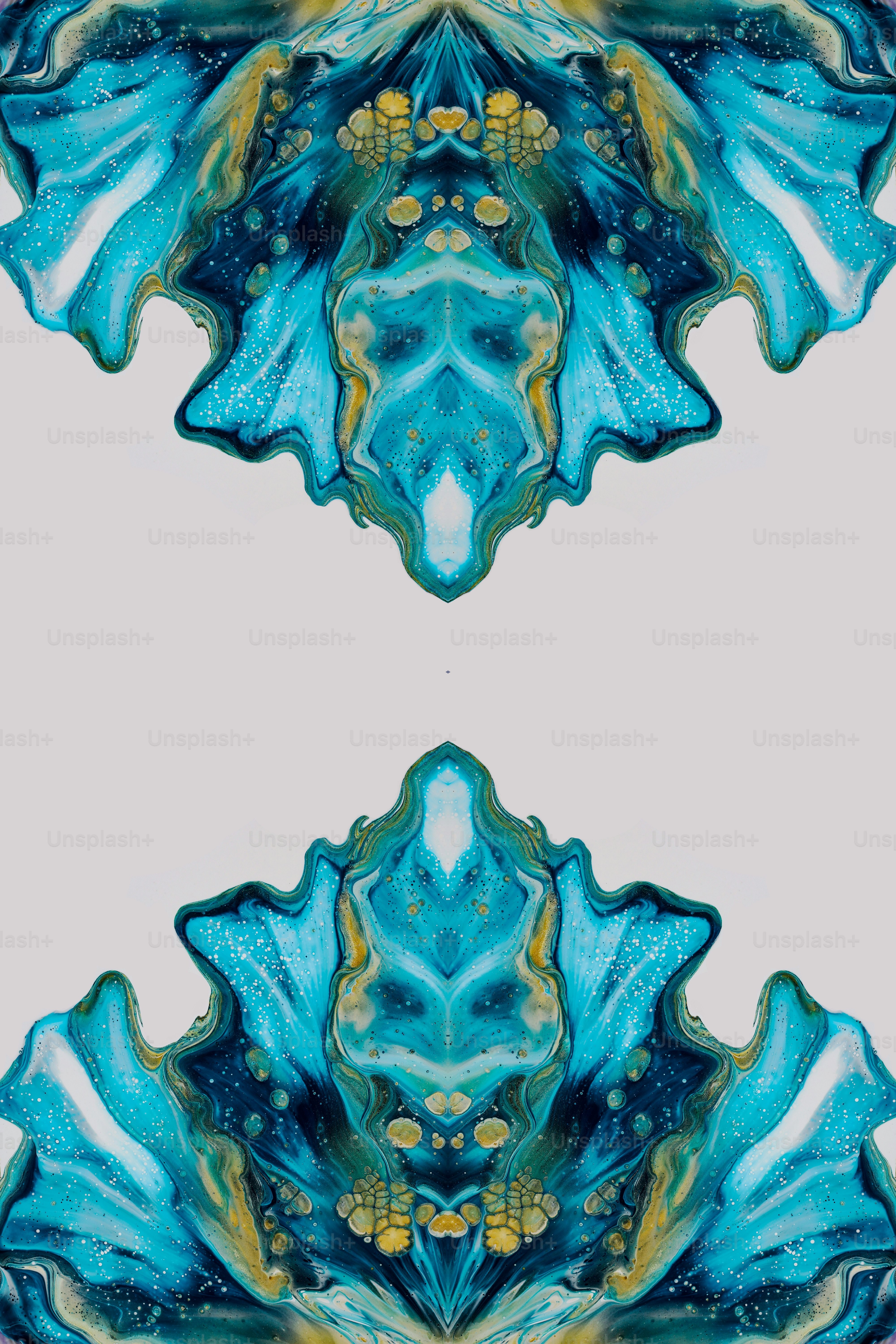 a blue and yellow pattern with a white background