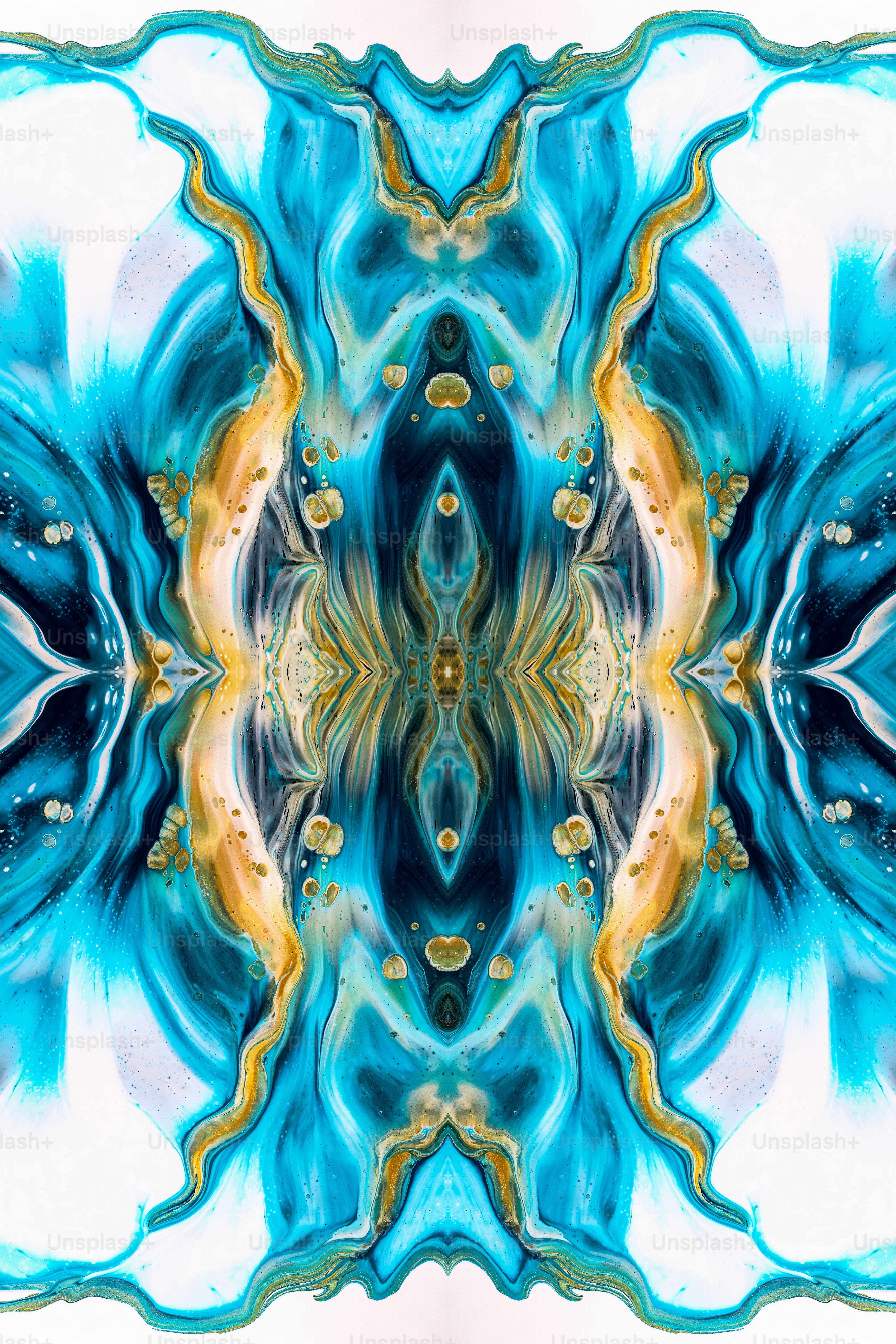 Un'immagine astratta di un fiore blu e giallo