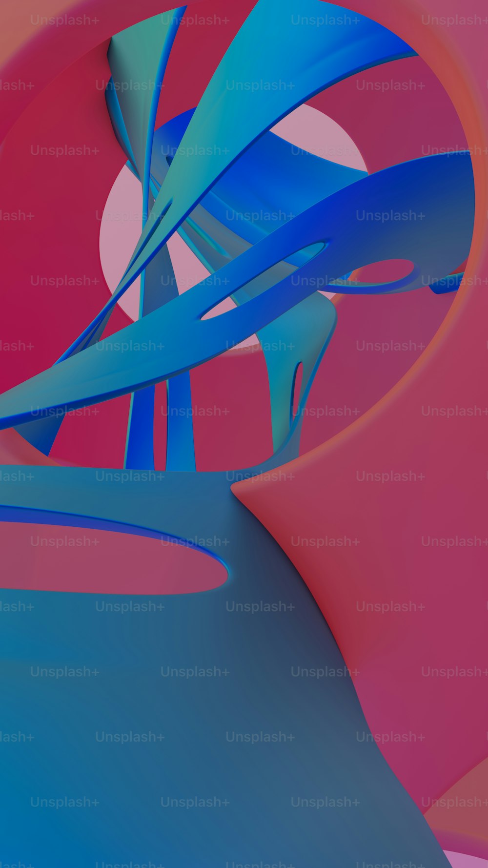 an abstract image of a blue and pink object