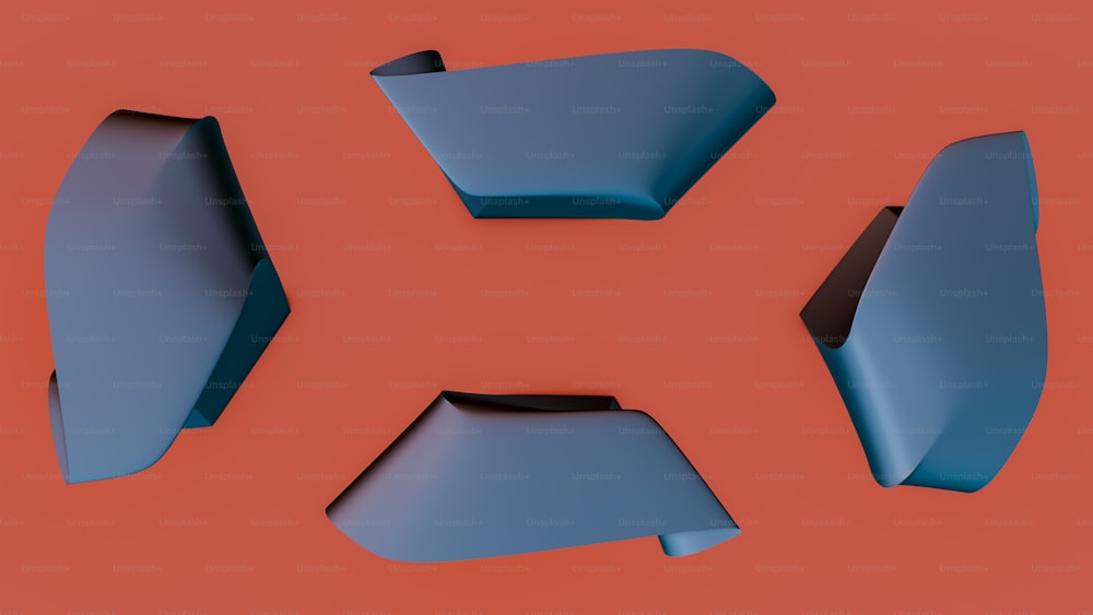 a group of blue shapes on a red background