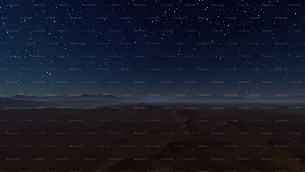 사막 풍경 위에 별이 있는 밤하늘