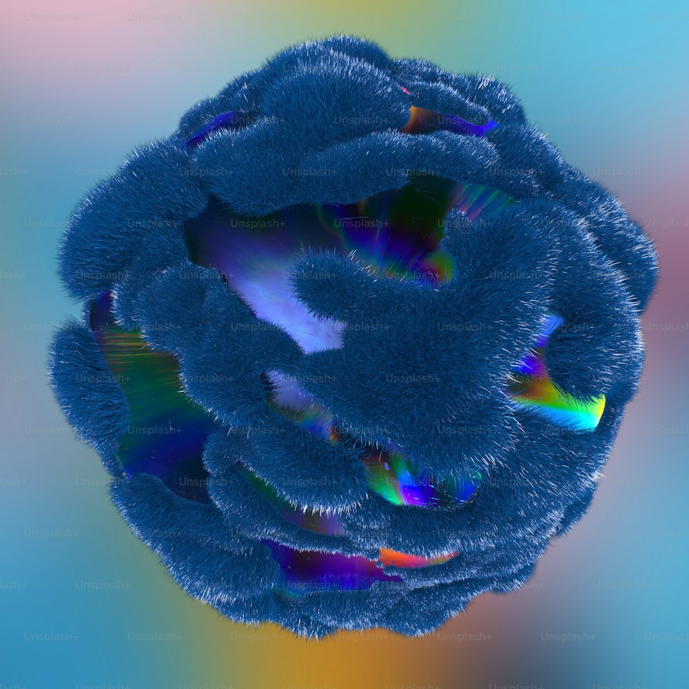 a close up of a blue object with a blurry background