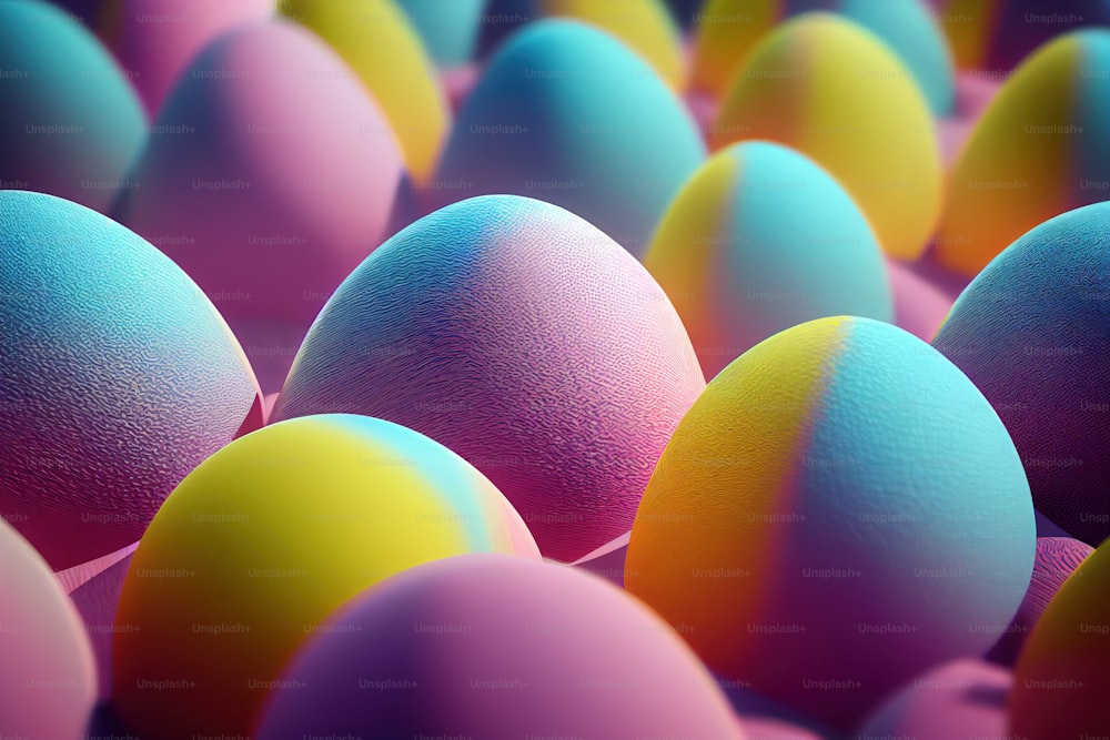 a bunch of eggs that are all different colors