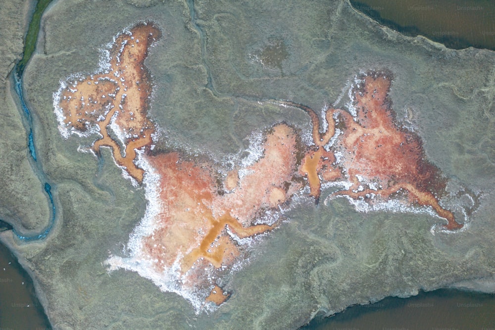 an aerial view of a body of water