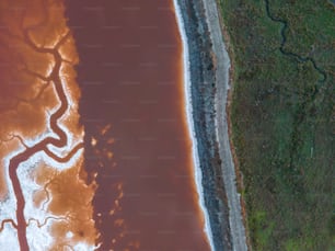 an aerial view of a body of water