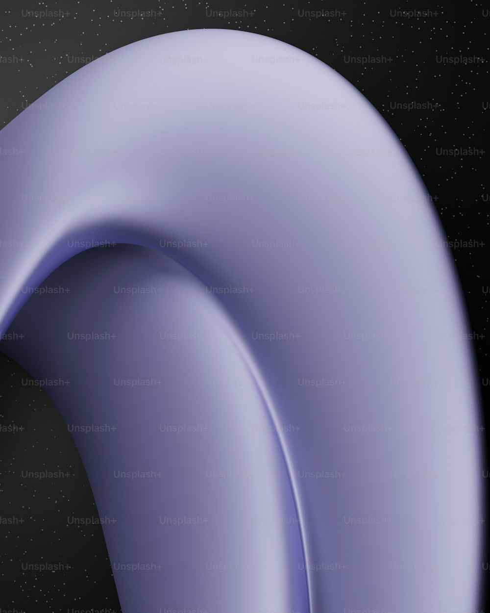 a purple curved object on a black background