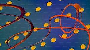 a blue and yellow background with yellow circles