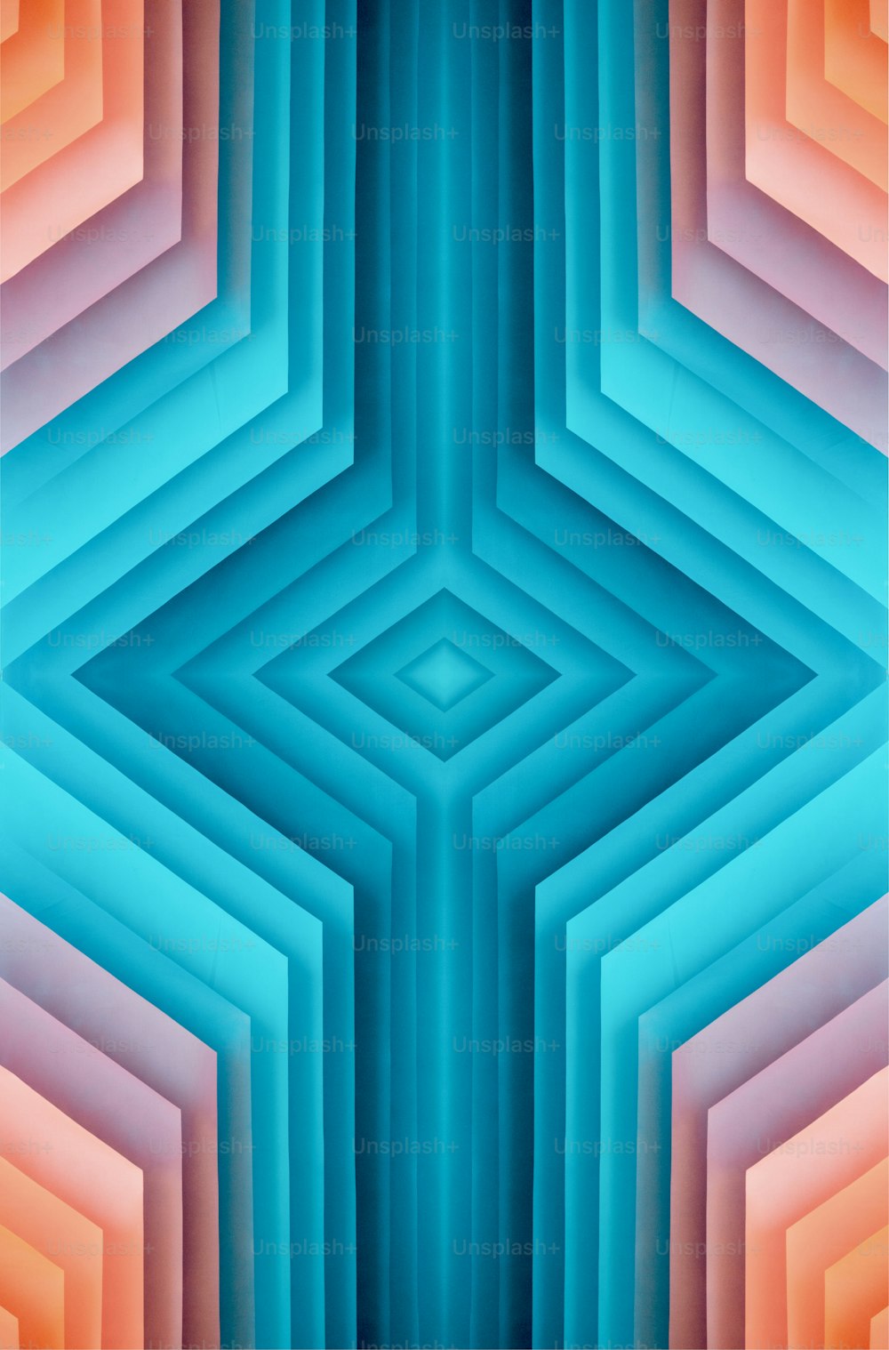 an abstract image of a blue, orange, and pink pattern
