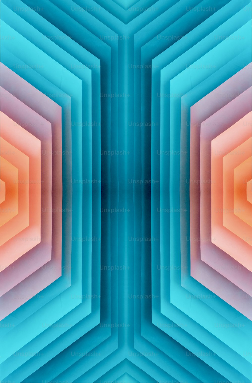 an abstract image of a blue and orange hexagonal structure