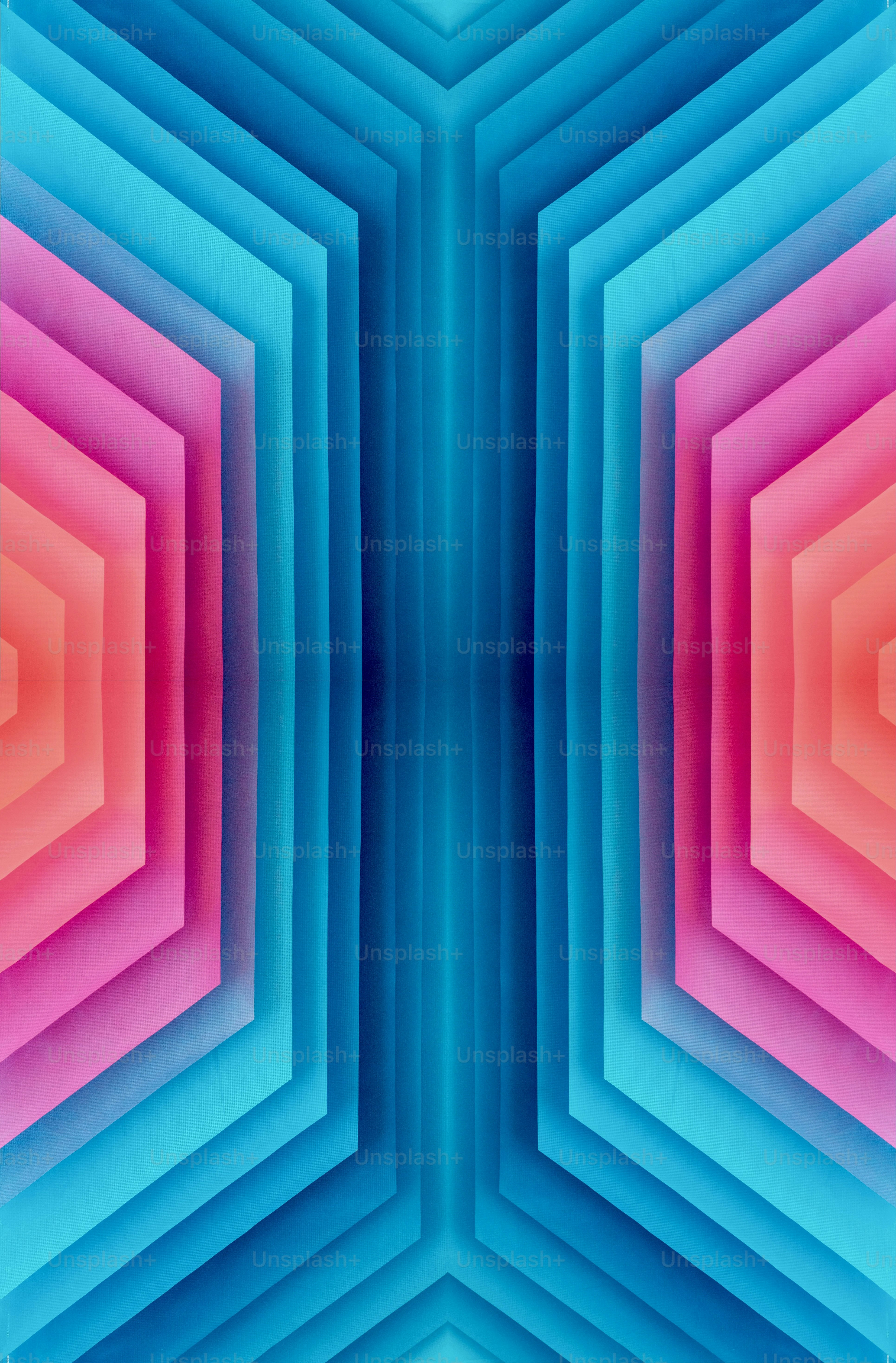 Una imagen abstracta de una estructura hexagonal azul y rosa