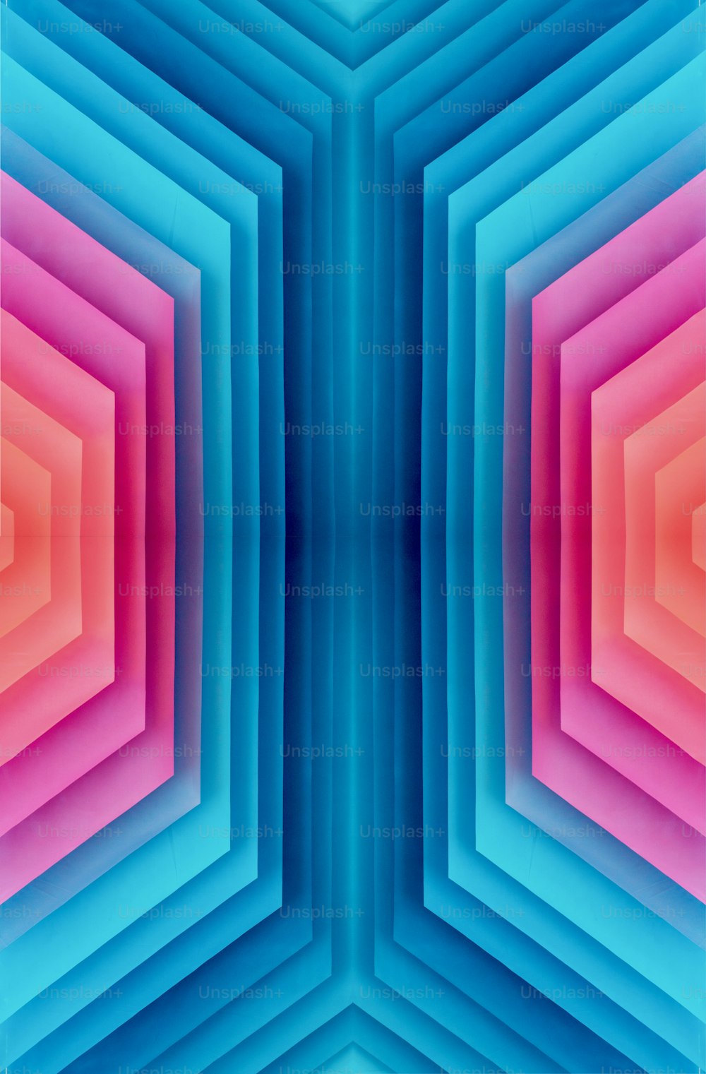 Une image abstraite d’une structure hexagonale bleue et rose