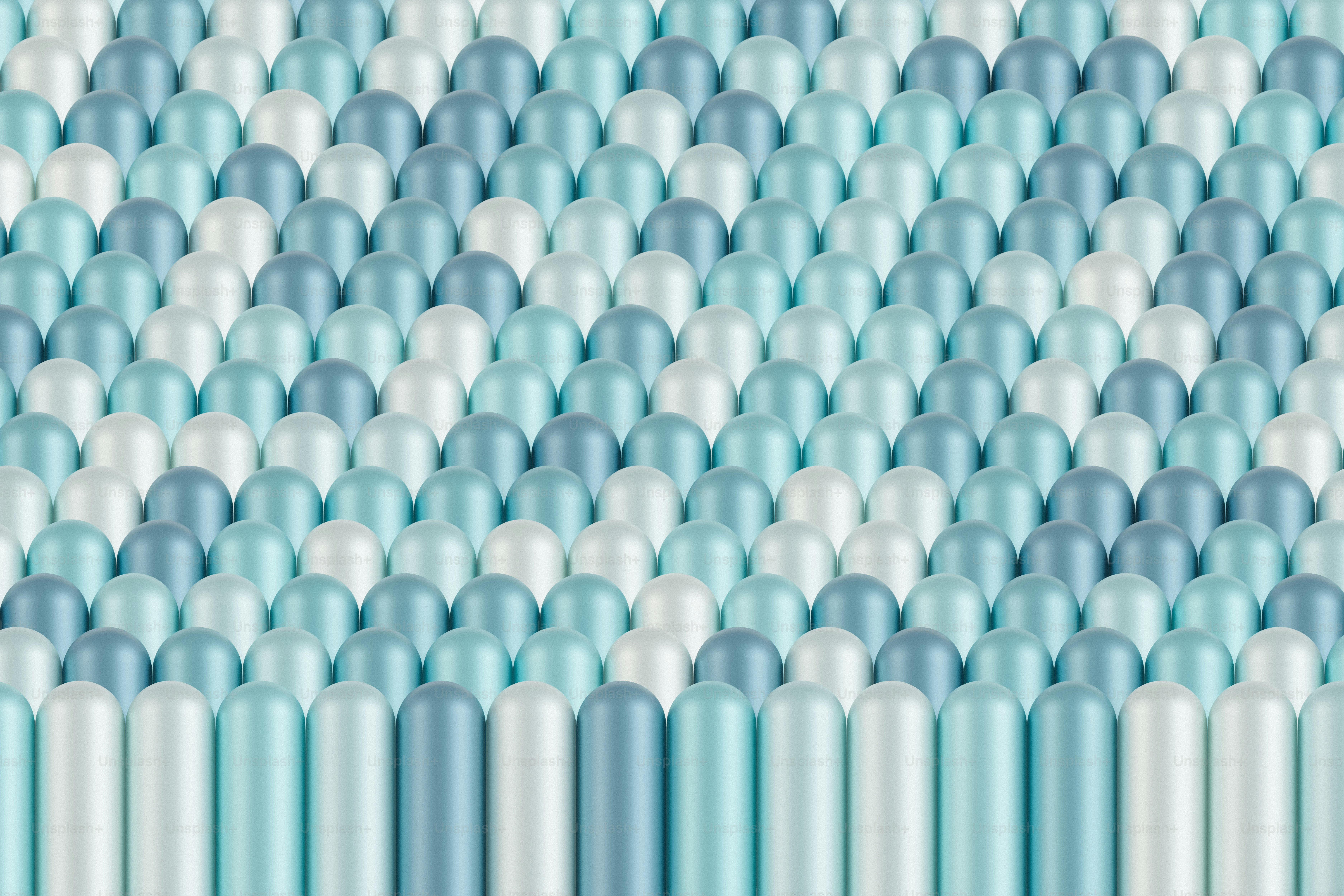 a large group of blue and white balls