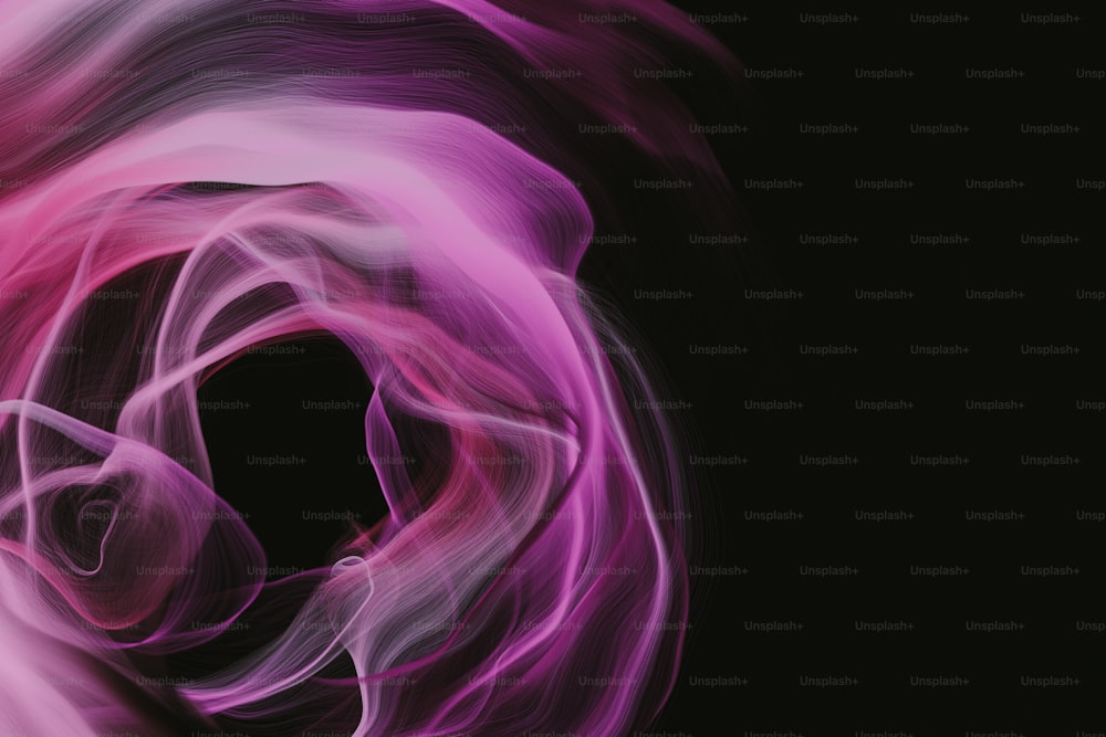 a black background with pink and white swirls