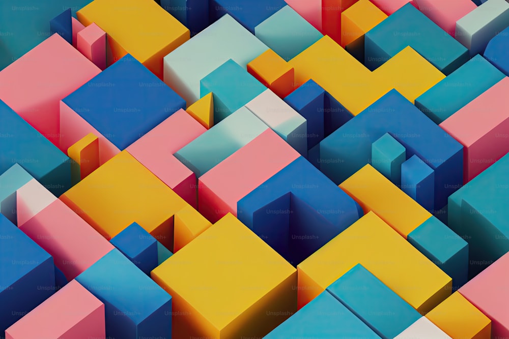 Une peinture abstraite colorée de carrés et de rectangles