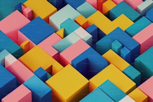 Una colorida pintura abstracta de cuadrados y rectángulos
