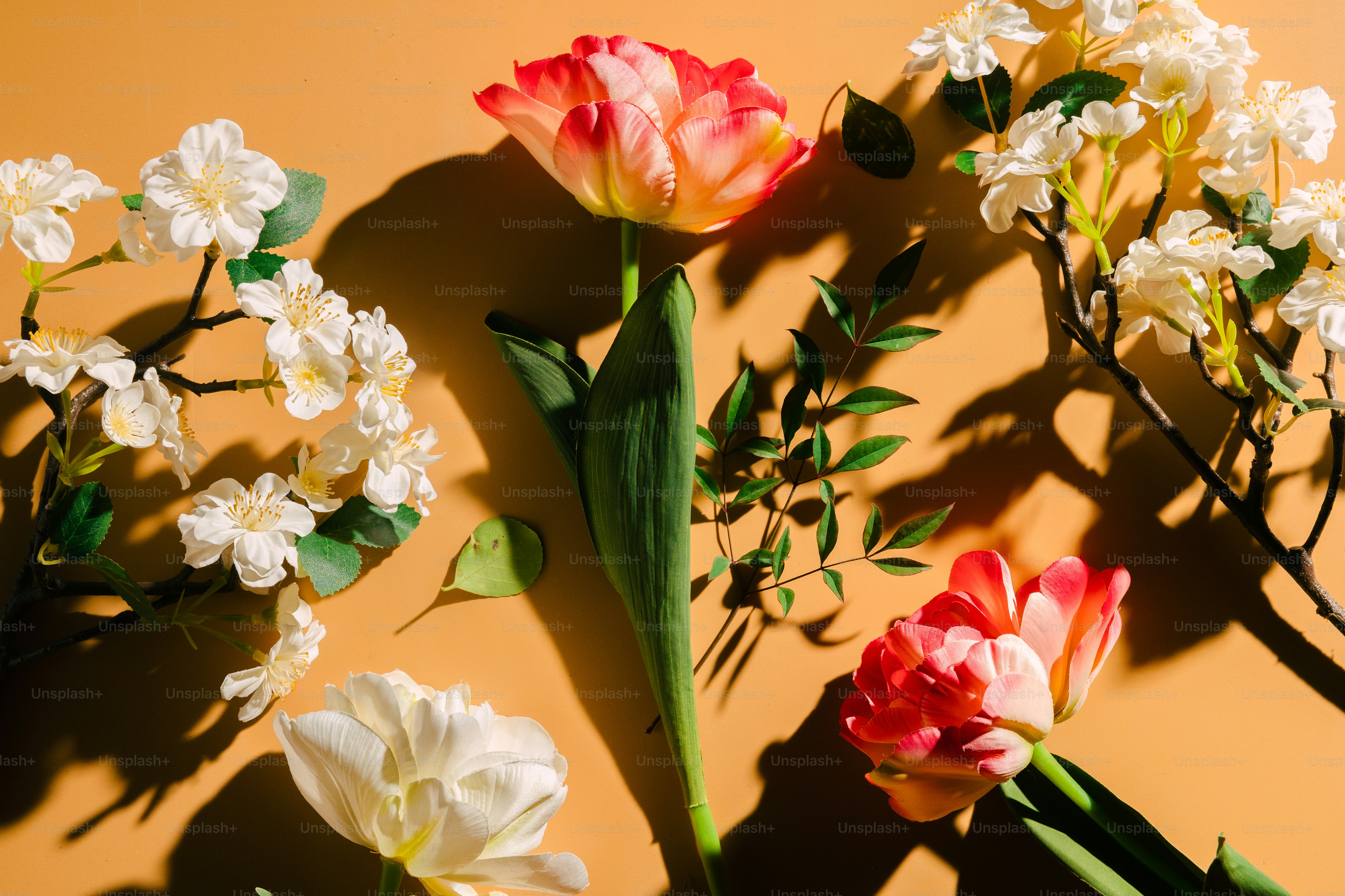 Un grupo de flores sentadas encima de una mesa