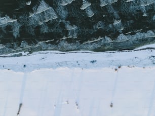 a bird's eye view of a snow covered beach