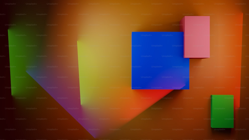 a multicolored wall with a square and rectangle shapes