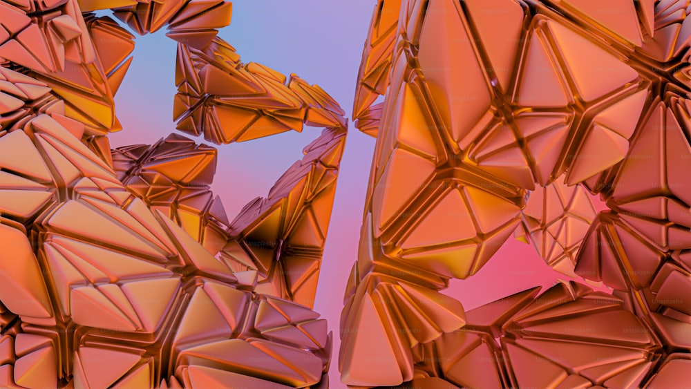 a group of orange and pink abstract shapes