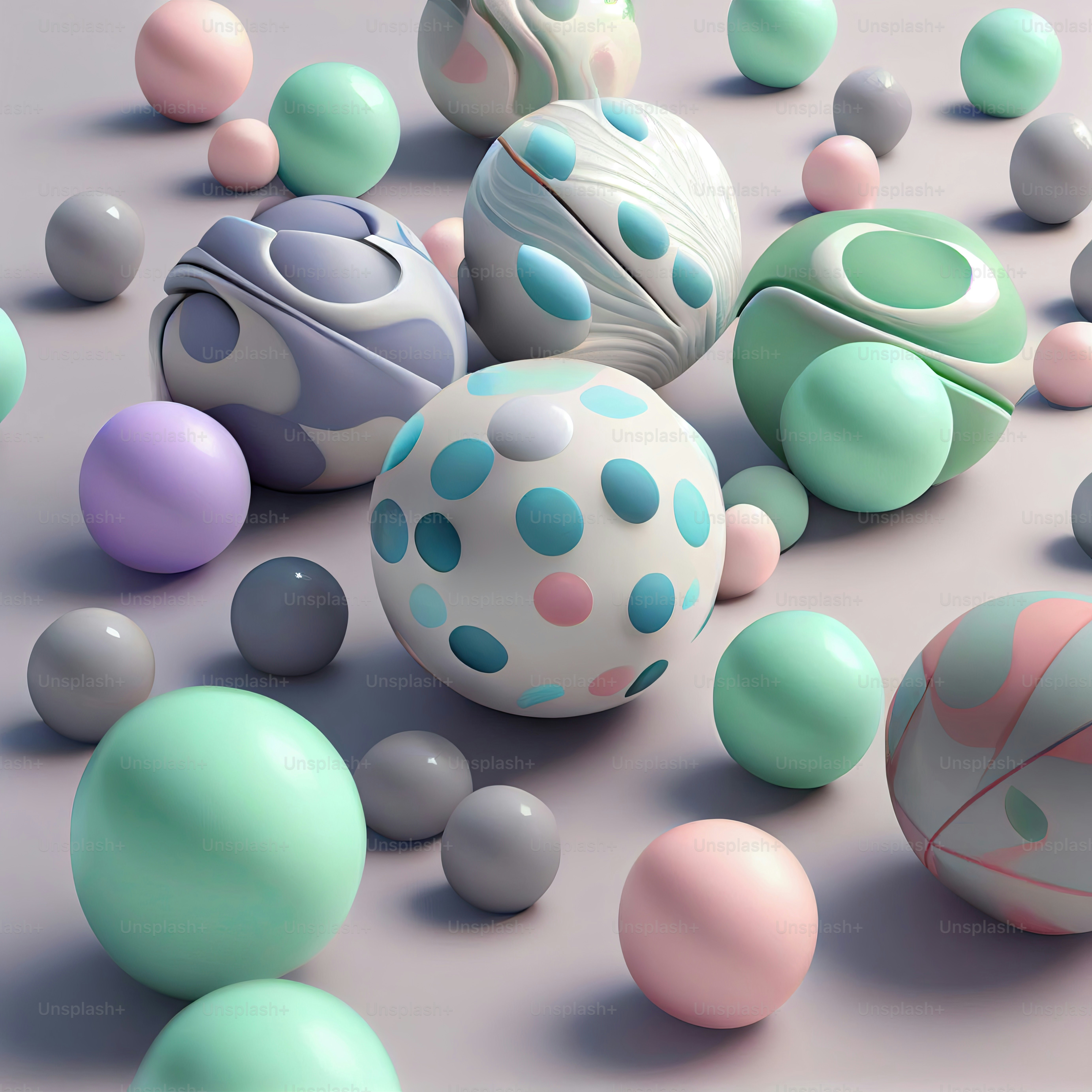 A bunch of different shapes and sizes of balls photo – Abstract Image ...
