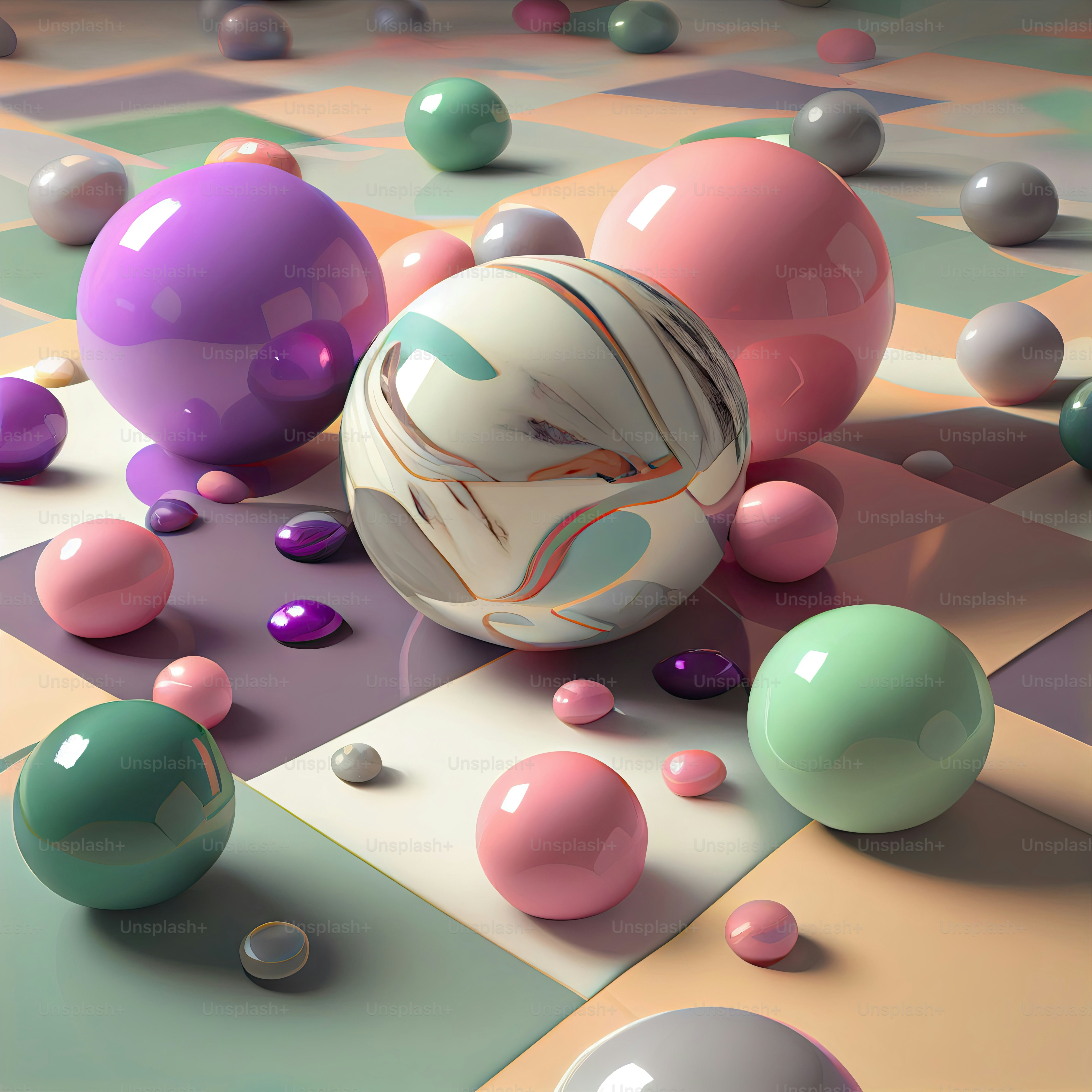 A bunch of different shapes and sizes of balls photo – Abstract Image ...